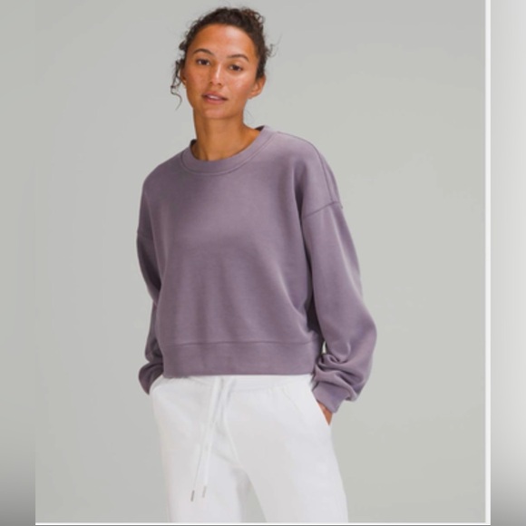 lululemon athletica Tops - Lululemon Perfectly Oversized Cropped Crew Softstreme Dusky Lavender size 8